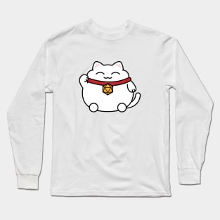 Cat with Polyhedral 20 Sided Dice Nerdy Cats Lover Long Sleeve T-Shirt